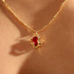 18K Real Gold Plated Red Rose Necklace