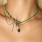 Platinum Plated Emerald Vine Bowknot Necklace