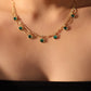 14K Real Gold Plated Double Layer Green Heart Necklace
