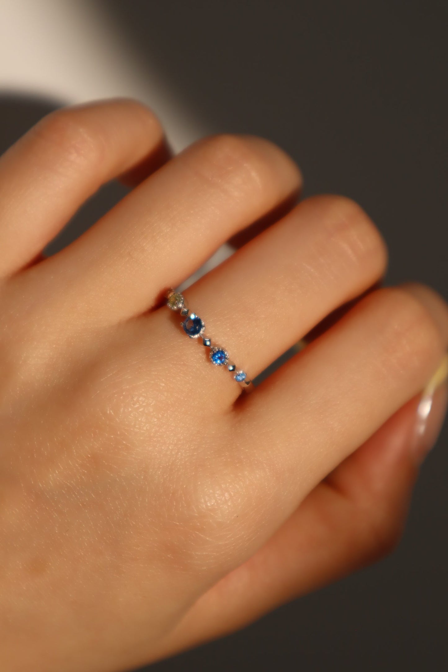925 Sterling Silver Gradient Sapphire Ring