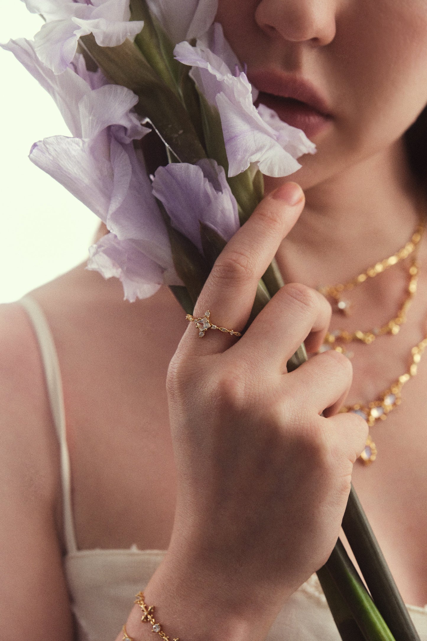 18K Real Gold Plated Diamond Cross Ring