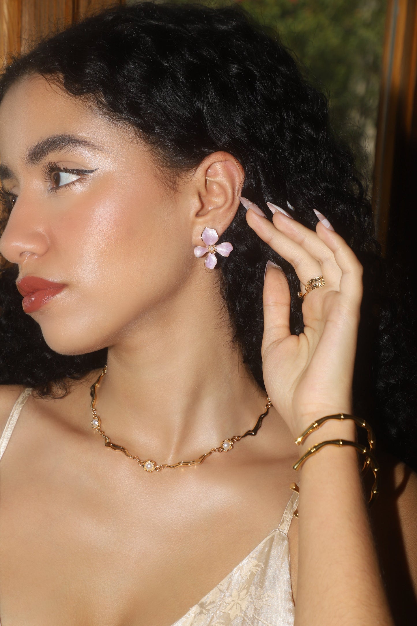 18K Real Gold Plated Multi Pearls Wave Necklace