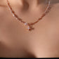 18K Rose Gold Plated Diamond Cross Necklace