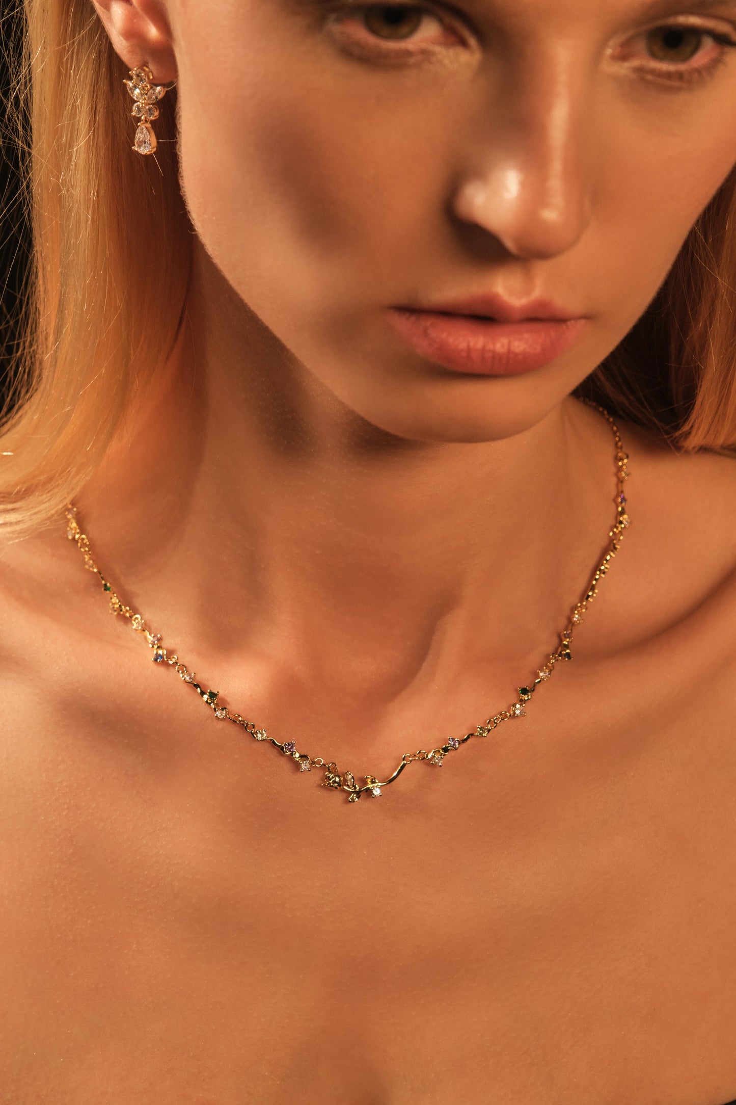 18K Real Gold Plated Rose Garden Necklace
