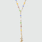 18K Real Gold Plated Color Gem Rose Lariat Long Necklace