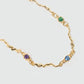 18K Real Gold Plated Multi Color Gem Wave Necklace
