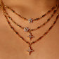 18K Real Gold Plated Diamond Cross Pendant Necklace