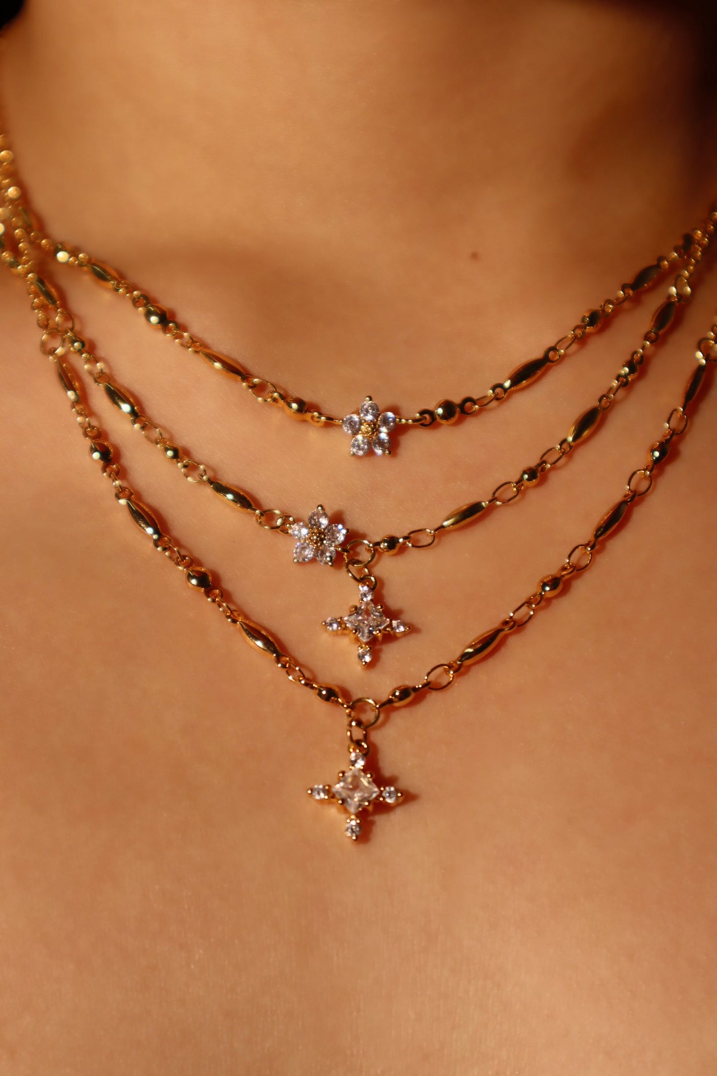 18K Real Gold Plated Diamond Cross Pendant Necklace