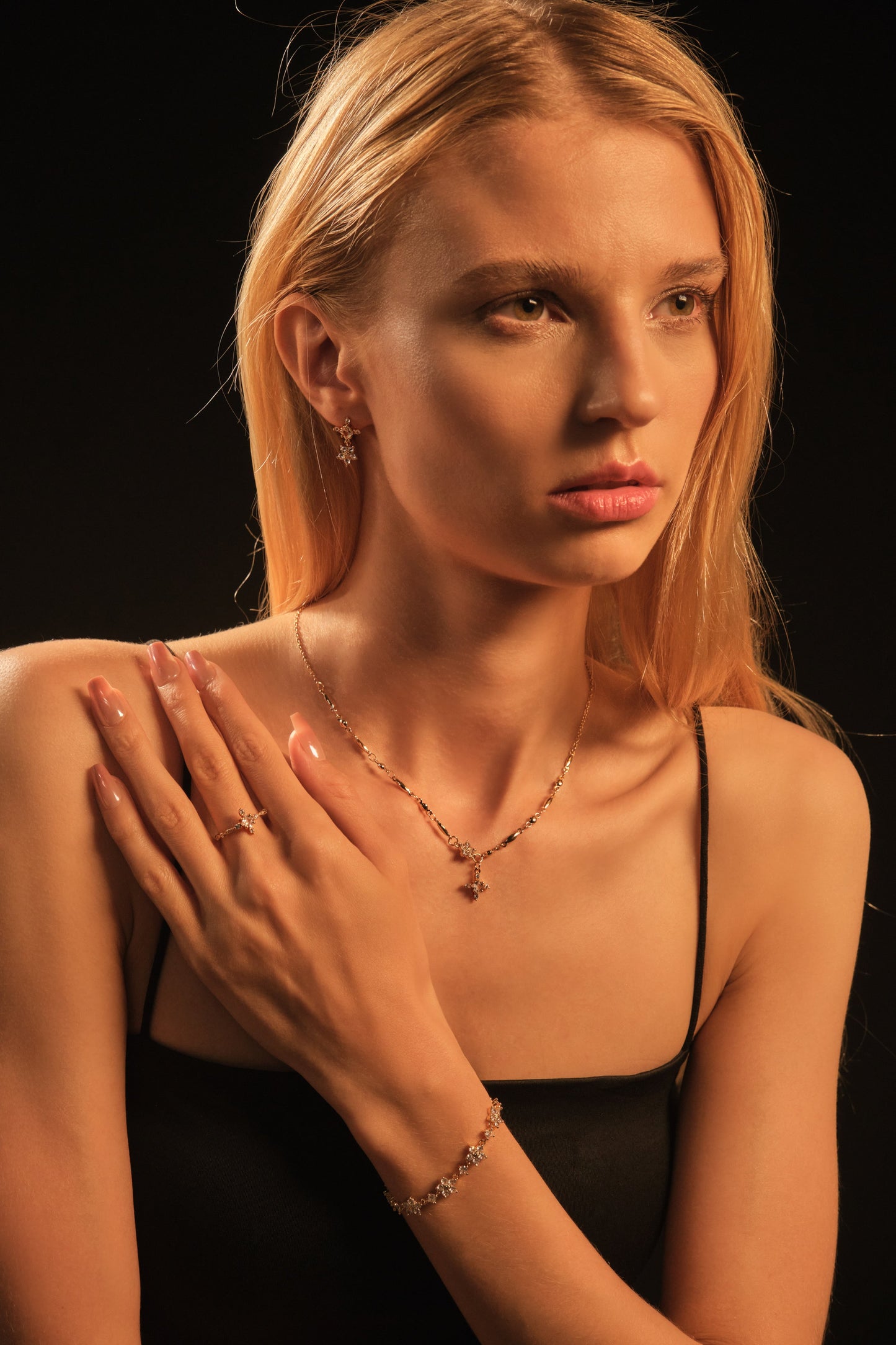 18K Real Gold Plated Diamond Cross Ring