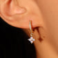 18K Real Gold Plated Blue Gem Lucky Leaf Hoop Earrings