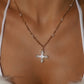 18K Real Gold Plated Multi Pearls Cross Necklace