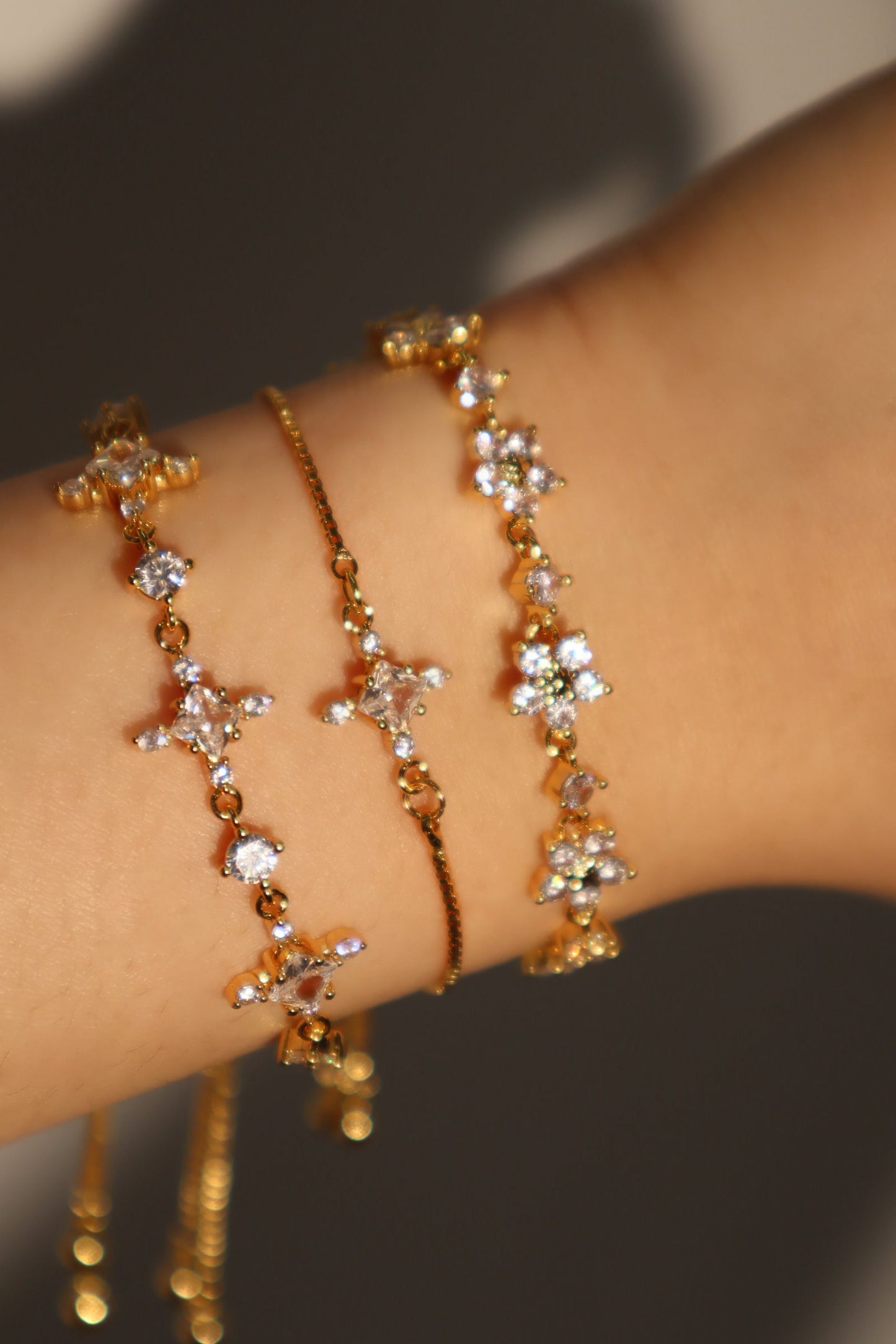 18K Real Gold Plated Diamond Cross Pendant Bracelet