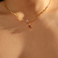18K Real Gold Plated Purple Diamond Cross Necklace