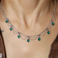 Platinum Plated Double Layer Green Heart Necklace