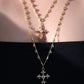 18K Real Gold Plated Diamond Cross of Hearts Necklace