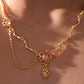 18K Real Gold Plated Pink Lavender Gem Dangle Necklace