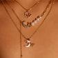 14K Real Gold Plated Moonstone Saturn Star Necklace