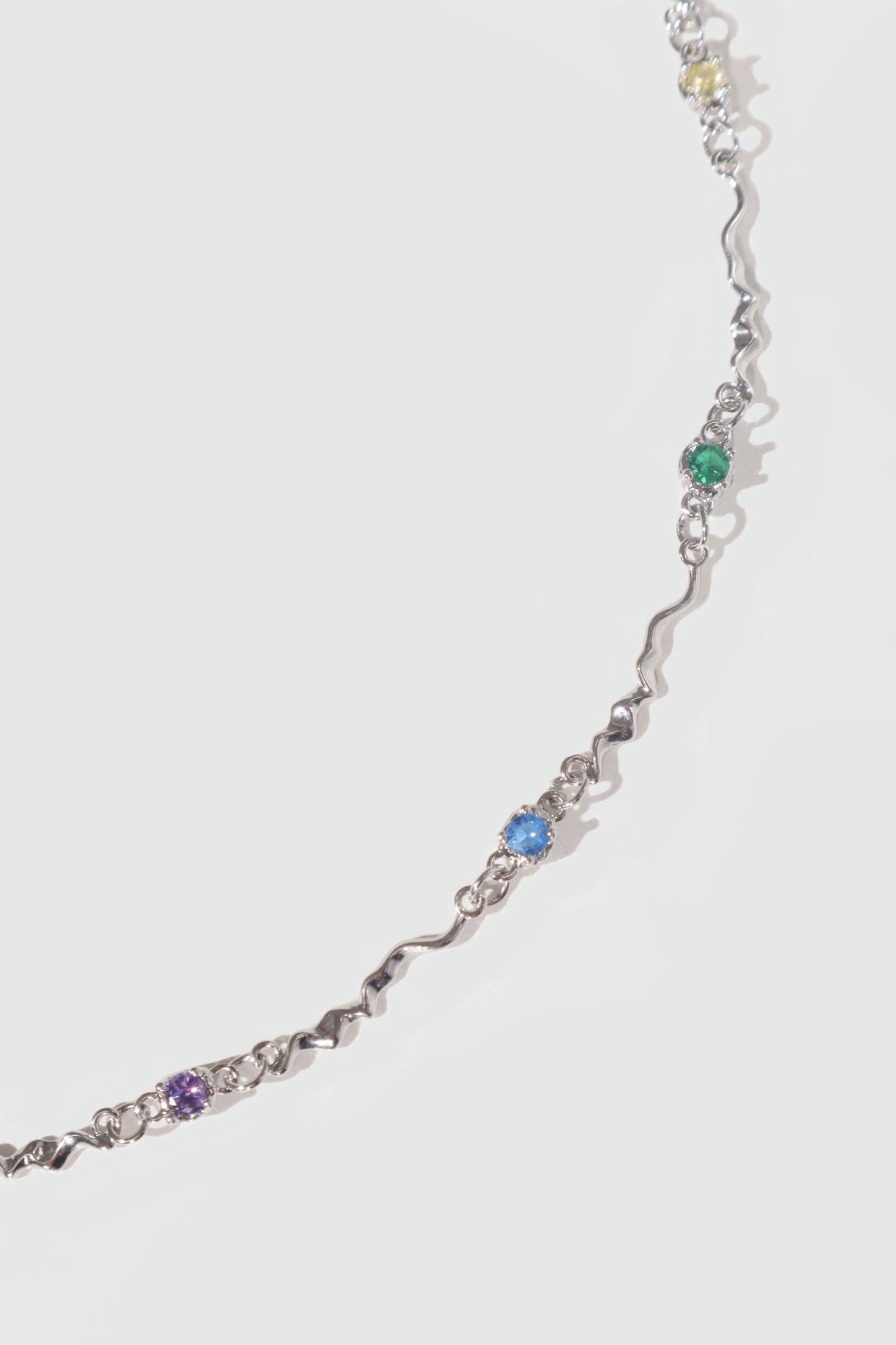 Platinum Plated Multi Color Gem Wave Necklace