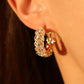14K Real Gold Plated Diamond Leaf Hoop Earrings