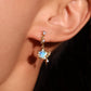 14K Real Gold Plated Blue Gem Moon Star Earrings