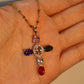 18K Gold Stainless Steel Color Gemstones Cross Necklace