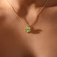 18K Real Gold Plated Spinning Jade Clover Necklace