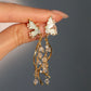 18K Real Gold Plated Butterfly Pearls Dangle Earrings
