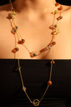 Gold Plated Color Gem Saturn Layer Necklace