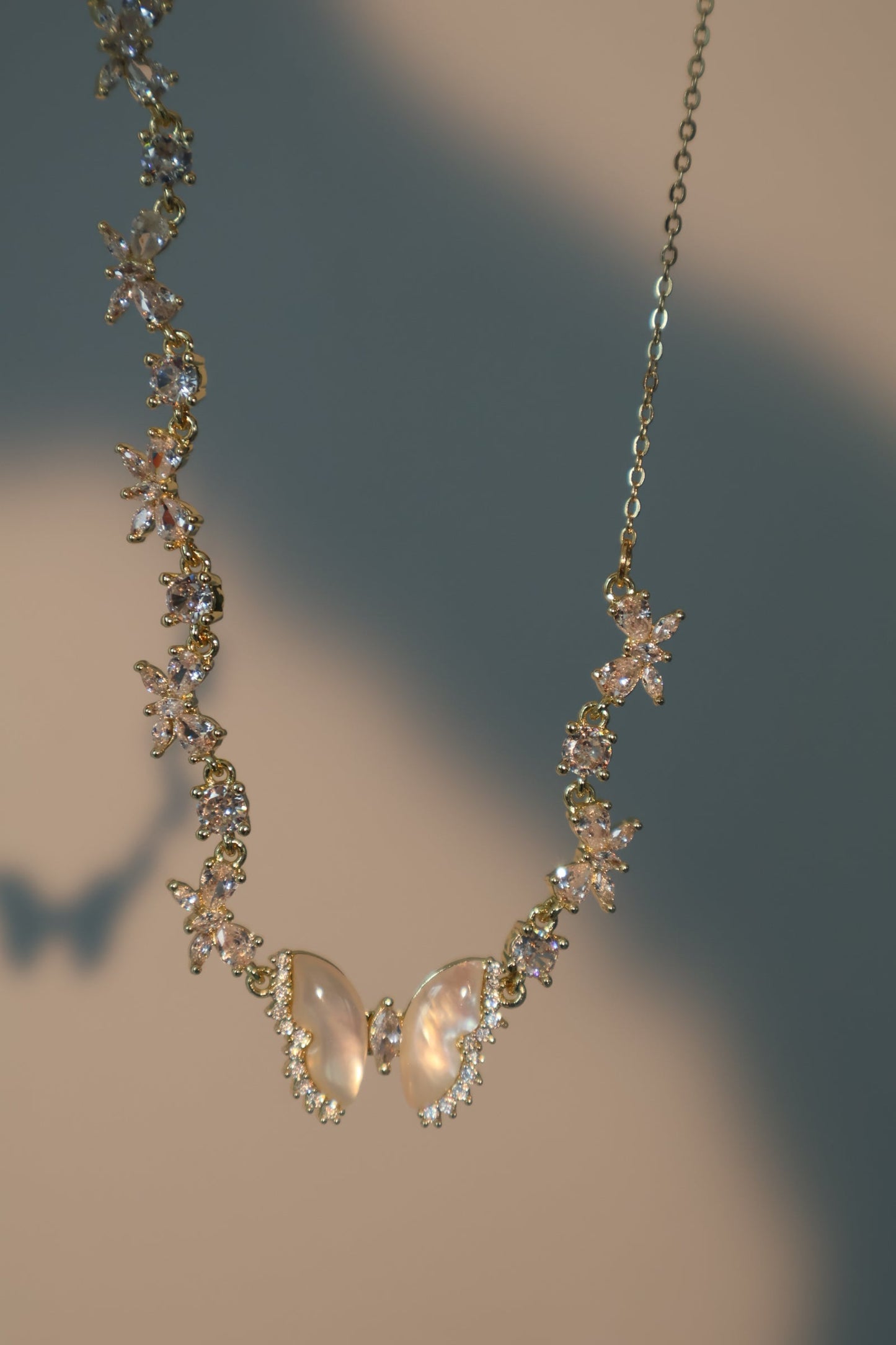 14K Real Gold Plated Natural Shell Butterfly Necklace