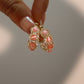 14K Real Gold Plated Pink Opal Hoop Earrings