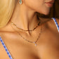 14K Real Gold Plated Blue Gem Droplet Earrings