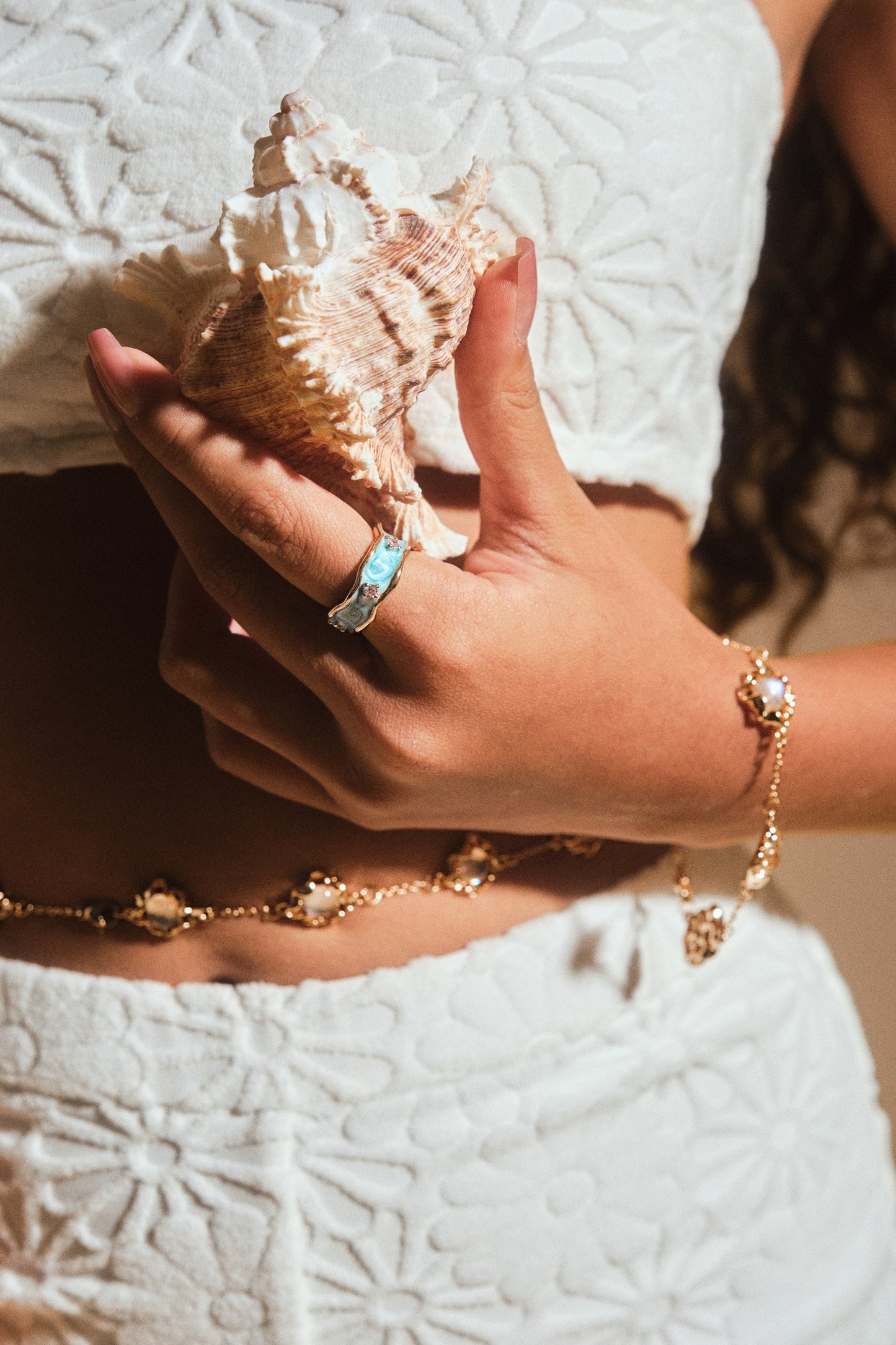 18K Real Gold Plated Blue Tide Ring