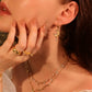 18K Real Gold Plated White Rose Moon Earrings