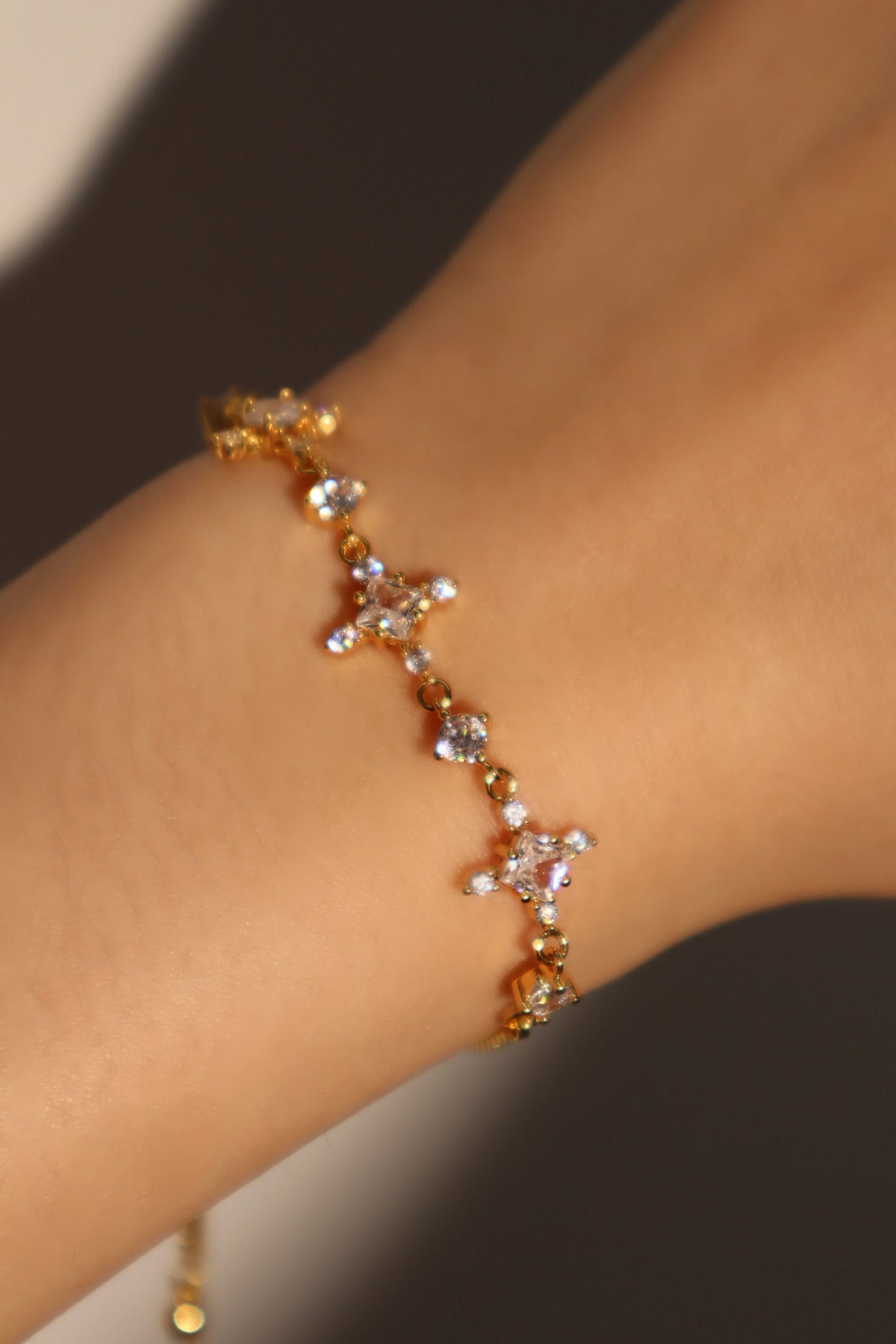 18K Real Gold Plated 3 in 1 Diamond Cross Bracelet