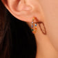 18K Real Gold Plated Multi Color Gem Hoop Earrings
