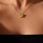 18K Real Gold Plated Spinning Jade Clover Necklace