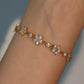 18K Real Gold Plated Multi Diamond Flower Bracelet