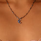 Platinum Plated Moonstone Moon Star Necklace
