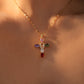 18K Gold Stainless Steel Color Gemstones Cross Necklace