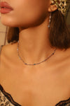 Platinum Plated Multi Color Gem Wave Necklace