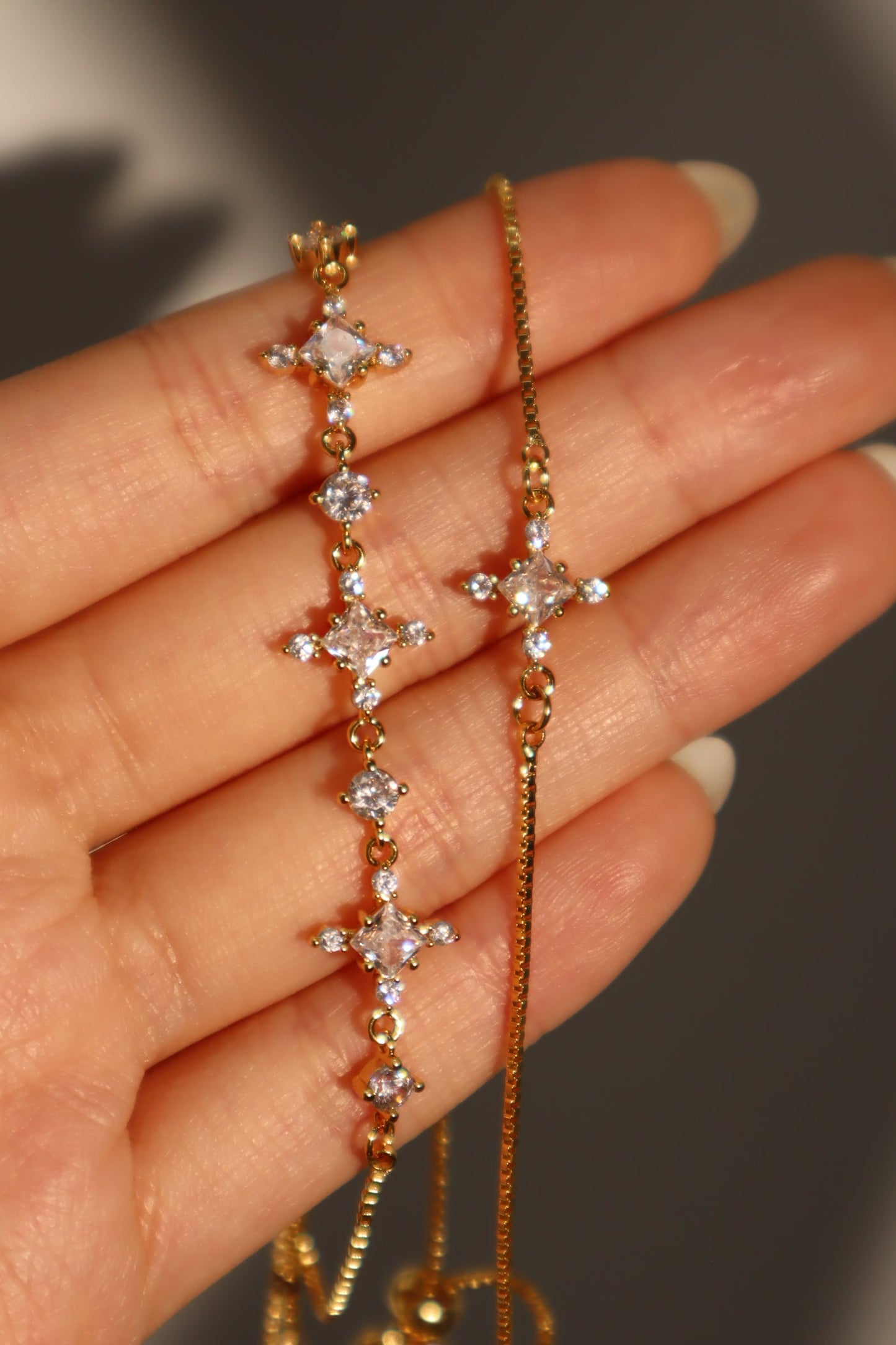 18K Real Gold Plated Diamond Cross Pendant Bracelet