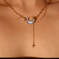 18K Real Gold Plated Moonstone Moon Star Chain Necklace