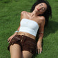 Gold Plated Color Gem Layering Long Necklace (Waist Chain)