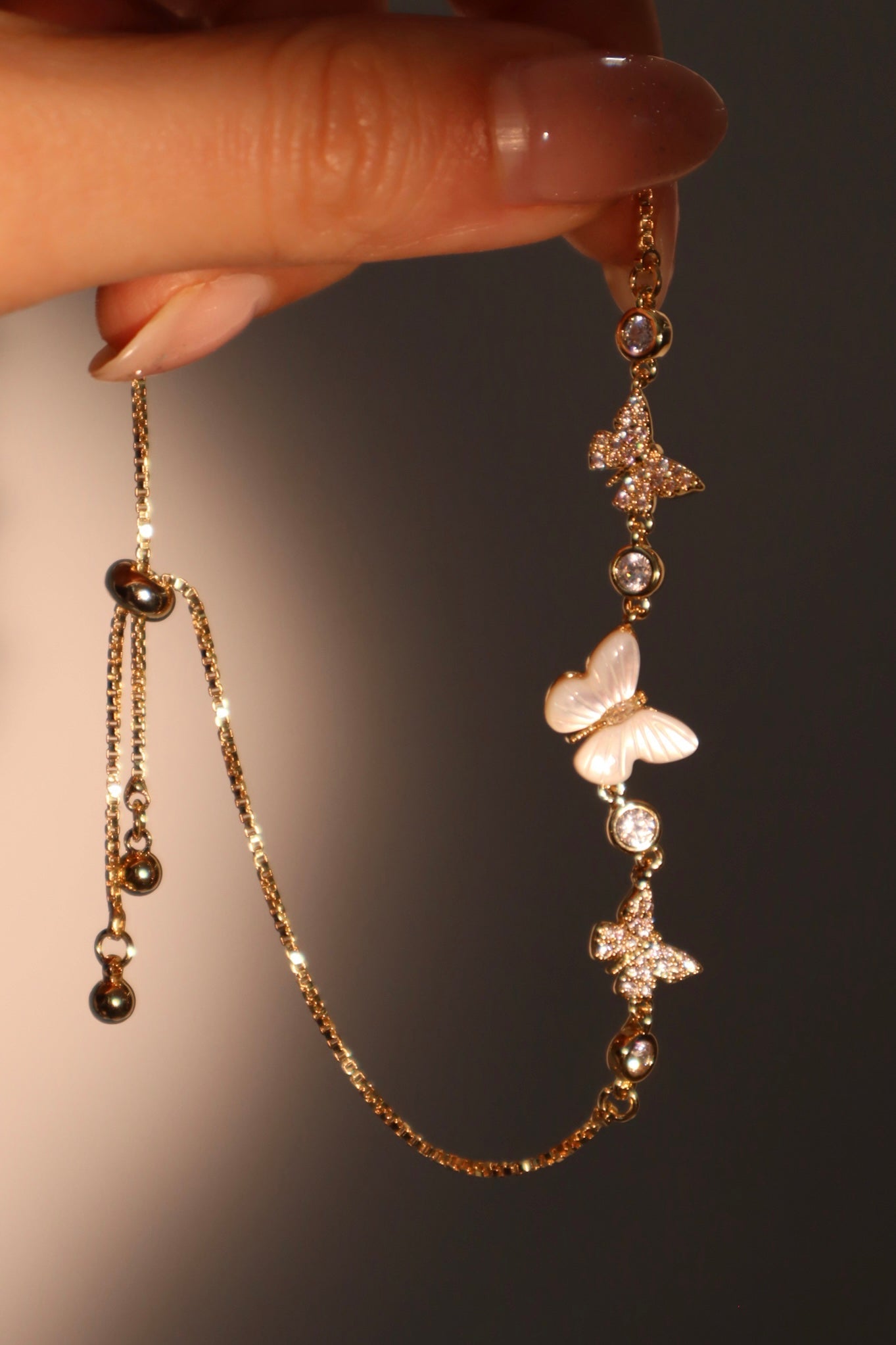 14K Real Gold Plated Natural Shell Butterfly Bracelet