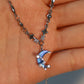 Platinum Plated Moonstone Moon Star Necklace