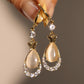 14K Real Gold Plated Diamond Opal Droplet Earrings
