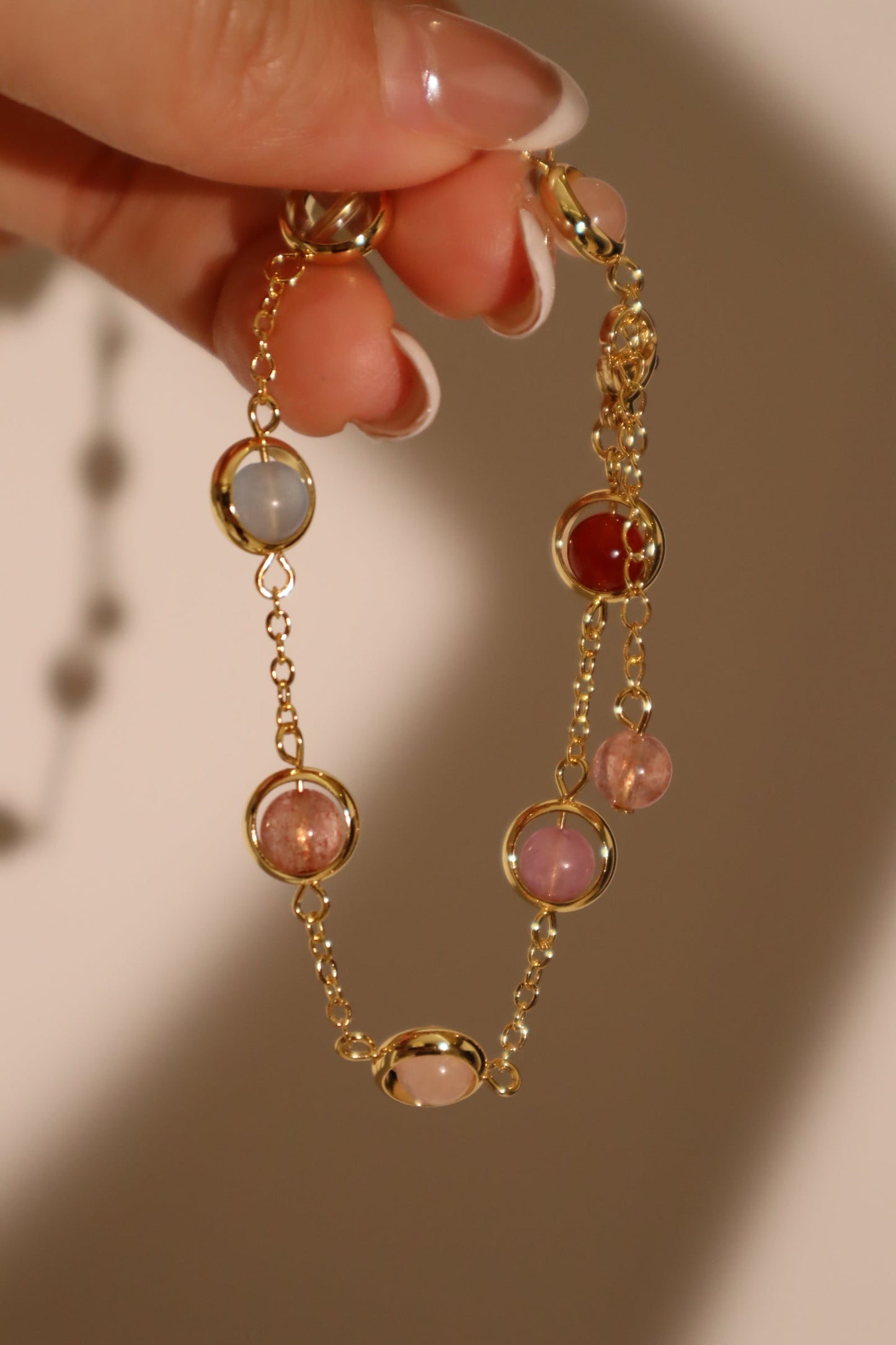 18K Real Gold Plated Multi Color Moonstones Bracelet