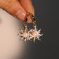 14K Real Gold Plated White Opal Sun Earrings