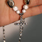 Glowing Pearl Cross Necklace
