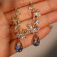 14K Real Gold Plated Diamond Butterfly Blue Drop Earrings